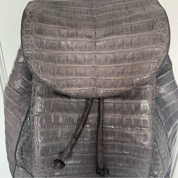 Nancy Gonzalez Grey Crocodile Drawstring Backpack main image 14